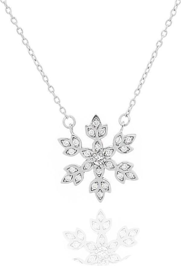 Diamond Seri Işıltılı Kar Tanesi Snowflake Kadın Gümüş Kolye - Image 1