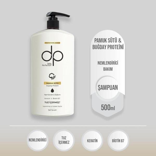 Dp Daily Perfection Pamuk Sütü Buğday Proteini 500 Ml Tuzsuz Şampuan - Image 1