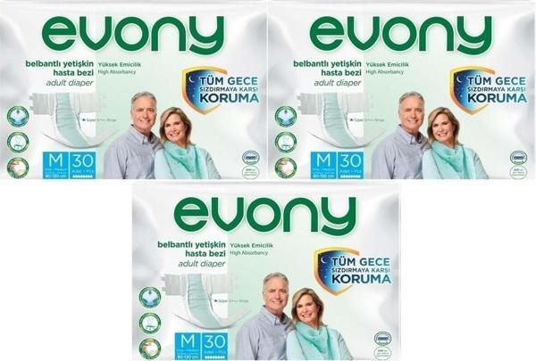 Evony Hasta Bezi Yetişkin Bel Bantlı Tekstil Yüzey M-Orta Boy 90 Adet (3Pk*30) - Image 1