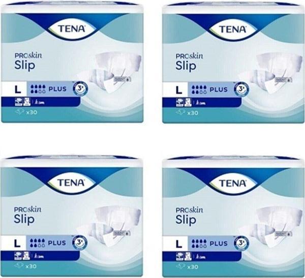 Tena Proskin Slip Plus Bel Bantlı Hasta Bezi, Büyük Boy (L), 6 Damla, 30'Lu 4 Paket 120 Adet - Image 1