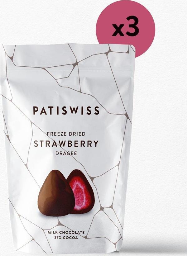 Patiswiss Sütlü Çikolata Kaplı Çilek Draje Set (3 adet) - Image 1