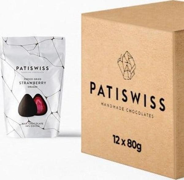 Patiswiss Sütlü Çikolatalı Çilek Draje 80g x 12 Adet - Image 1