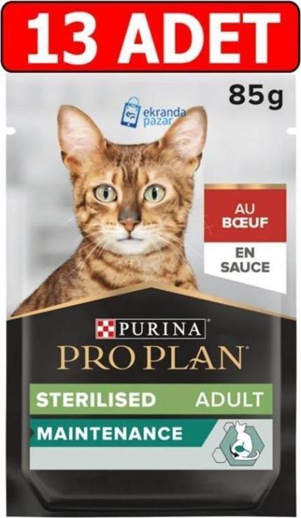 Pro Plan Pouch Kısırlaştırılmış Sığır Etli Kedi Konservesi 85 Gr X 13 Adet  - Image 1