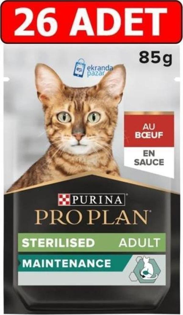 Pro Plan Pouch Kısırlaştırılmış Sığır Etli Kedi Konservesi 85 Gr X 26 Adet - Image 1