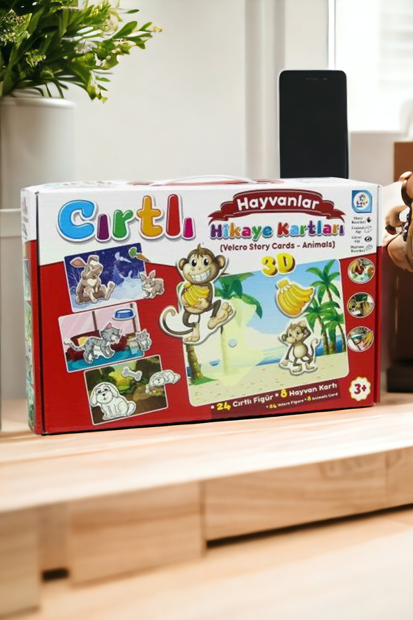 Cırtlı Hikaye Kartları Hayvanlar Eğitici Oyun Seti  | Kutulu Oyun Set LC7205 - Image 1