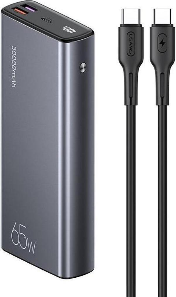 Usams 30.000 Mah 65W Çıkış Gücü Çift QC 3.0+ PD Hızlı Şarj Edilebilen Powerbank CD165 - Image 1