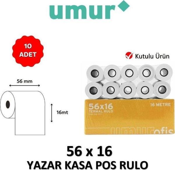 UMUR Yazar Kasa Pos Rulosu 56mm x 16mt - 10 Adet - KUTULU - Image 1
