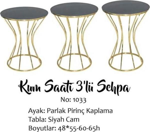 Brc KUM SAATİ 13395 Model ZİGON Düz SİYAH Desen Metal GOLD Renk Kaplama El yapım - Image 1