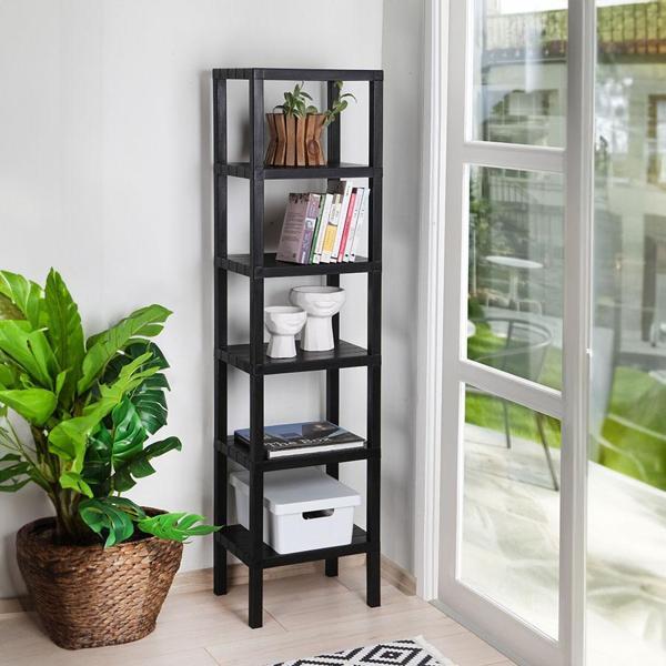 Mithra Life 6 Katlı Plastik Siyah Banyo Mutfak Rafı MIT1045 - Image 1