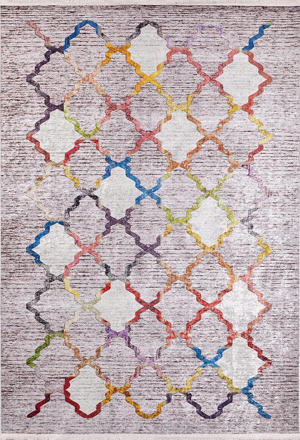Modern Gri Geometrik Desen Dijital Baskı Hipoalerjenik Kaymaz Taban Halı Yolluk - Image 1