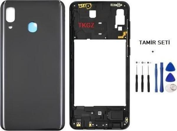 Samsung Galaxy A20  - SM-A205F FULL Kasa Arka Kapak Takım SİYAH - TAMİR SETİ - Image 1