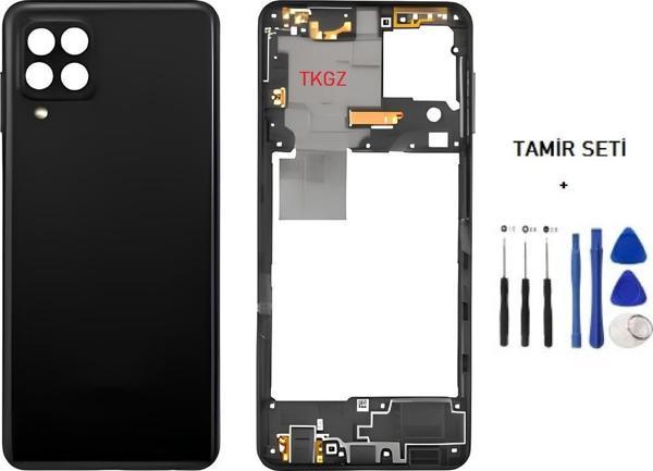 Samsung Galaxy A22  - SM-A225F  4G FULL Kasa Arka Kapak Takım SİYAH - TAMİR SETİ - Image 1