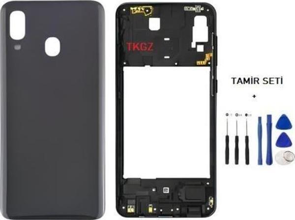 Samsung Galaxy A40  - SM-A405F FULL Kasa Arka Kapak Takım SİYAH - TAMİR SETİ - Image 1