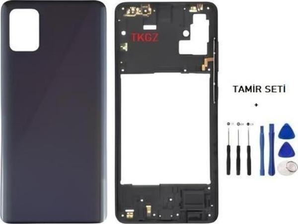 Samsung Galaxy A51  - SM-A515F FULL Kasa Arka Kapak Takım SİYAH - TAMİR SETİ - Image 1
