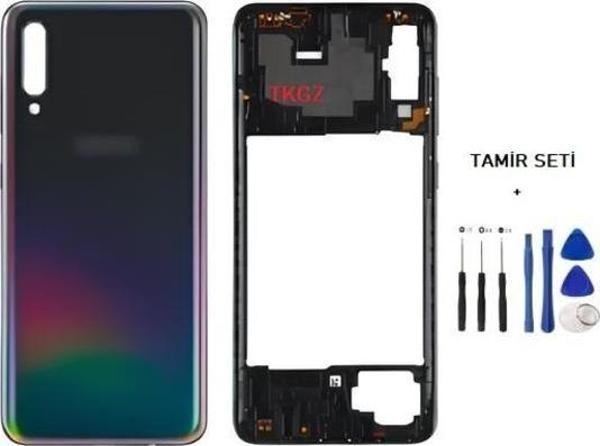 Samsung Galaxy A70  - SM-A705F FULL Kasa Arka Kapak Takım SİYAH - TAMİR SETİ - Image 1