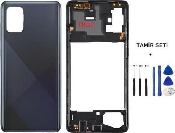 Samsung Galaxy A71 - SM-A715F FULL Kasa Arka Kapak Takım SİYAH - TAMİR SETİ - Image 1