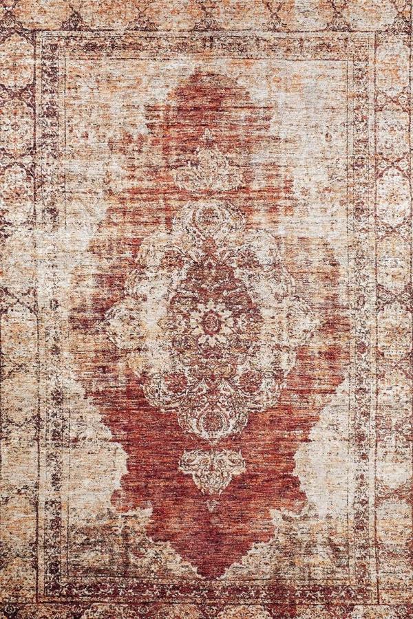 Klasik Kahverengi Salon&Oturma Odası&Yolluk Dijital Baskılı Makinede Yıkanabilir Kaymaz Taban Saçaklı Halı HK048 - Image 1