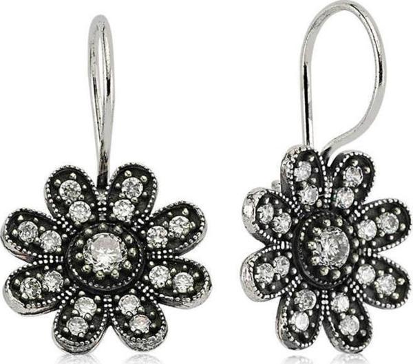 925 Ayar Gümüş Sallantılı Çiçek Küpe - Image 1