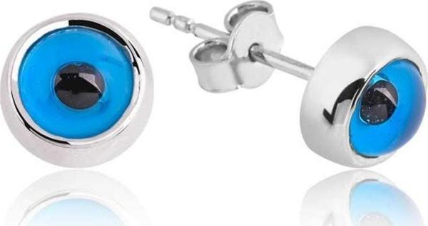 925 Ayar Gümüş Çivili Göz Nazar Küpe - Image 1