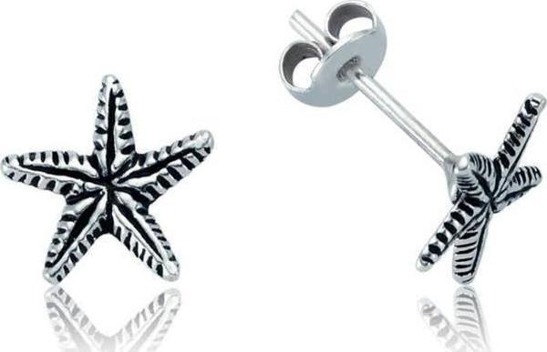 925 Ayar Gümüş Deniz Yıldızı Çivili Küpe - Image 1
