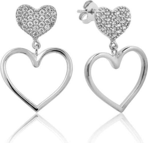 925 Ayar Gümüş Kalpli Kadın Küpe - Image 1