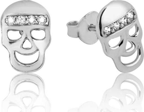 925 Ayar Gümüş Kuru Kafa Çivili Küpe - Image 1