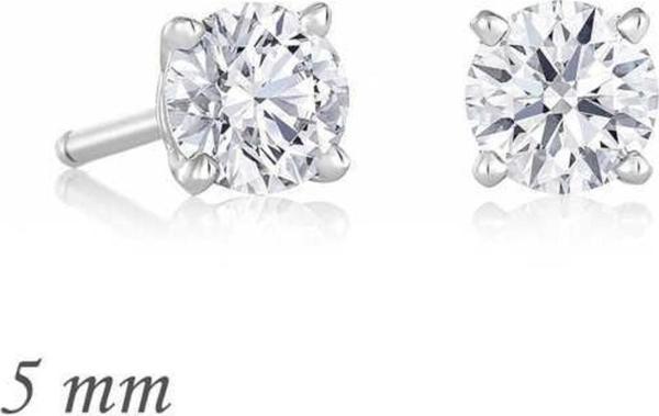 Gümüş Yuvarlak Tek Taş Zirkon Küpe - 5 mm - Image 1