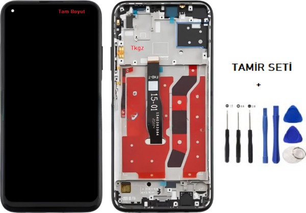 Huawei Uyumlu P40 Lite Lcd Ekran Dokunmatik  Kalite ÇITALI SİYAH + TAMİR SETİ - Image 1