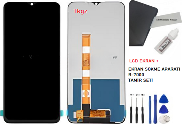 OPPO REALMİ C15 Lcd Ekran Dokunmatik  Kalite + B-7000 + TAMİR SETİ - Image 1