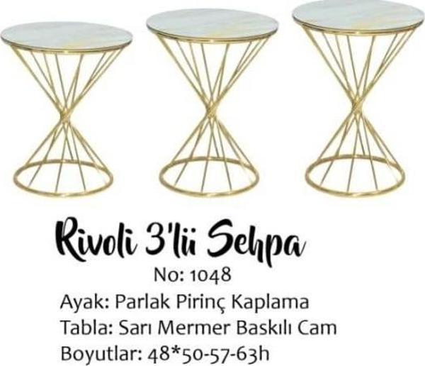 Brc Zigon 13411 Rivoli Model Beyaz Mermer desen Metal Gold Kaplama Ayak El Yapım - Image 1