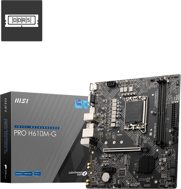 MSI PRO H610M-G DDR5 5600MHZ MATX 1700 - Image 1