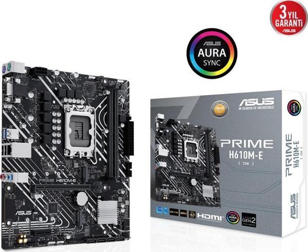 ASUS PRIME H610M-E-CSM DDR5 DP HDMI VGA 2XM2 USB 3.2 RGB MATX 1700P - Image 1