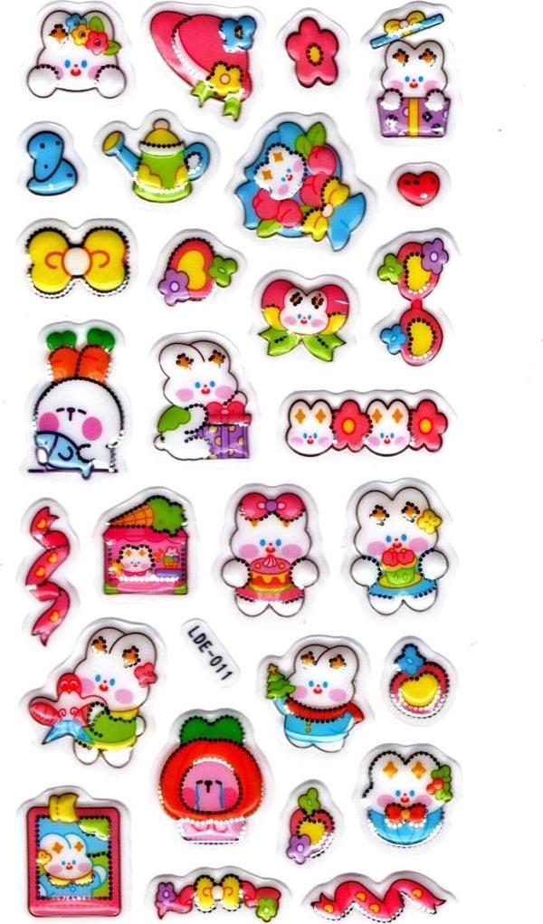 Sticker Kabartmalı Stiker Defter Planlayıcı Etiket (Lde011)-19x9cm - Tavşan Parti Kawaii - Image 1