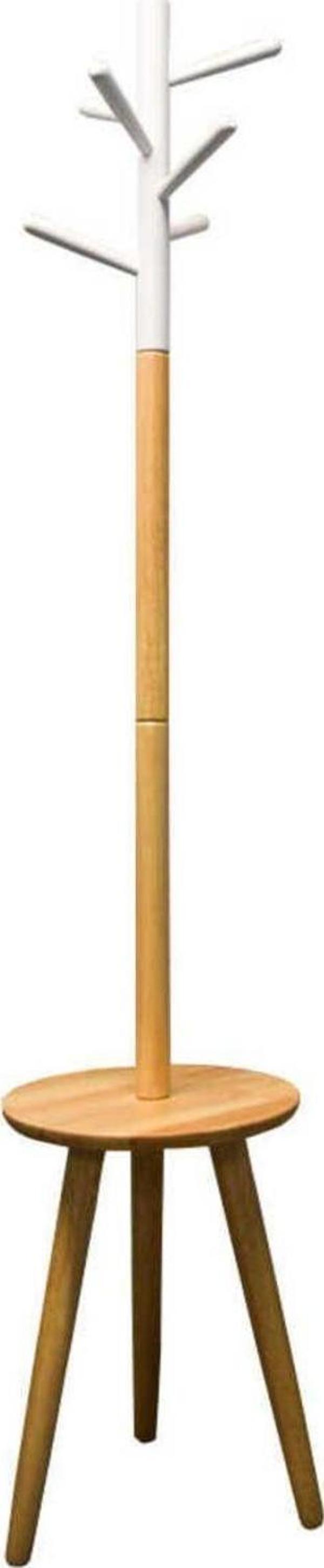Adore Mobilya Handy Mate Sofia Tabureli Masif Askılık-BeyazNaturel 40x178x40 cm - Image 1