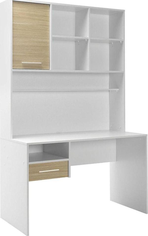 Adore Mobilya London Kapaklı Çekmeceli Çalışma Masası-Meşe-Beyaz 120x202x60 cm (GxYxD) - Image 1