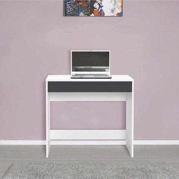 Adore Mobilya Vera Çekmeceli Çalışma Masası-Beyaz-Antrasit 80x75x45 cm (GxYxD) - Image 1