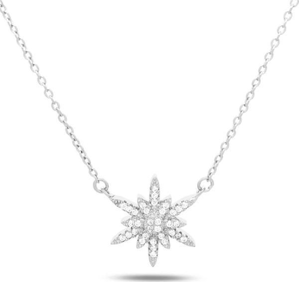 Swarovski Taşlı Kuzey Yıldızı Kar Tanesi Kadın Gümüş Kolye - Image 1