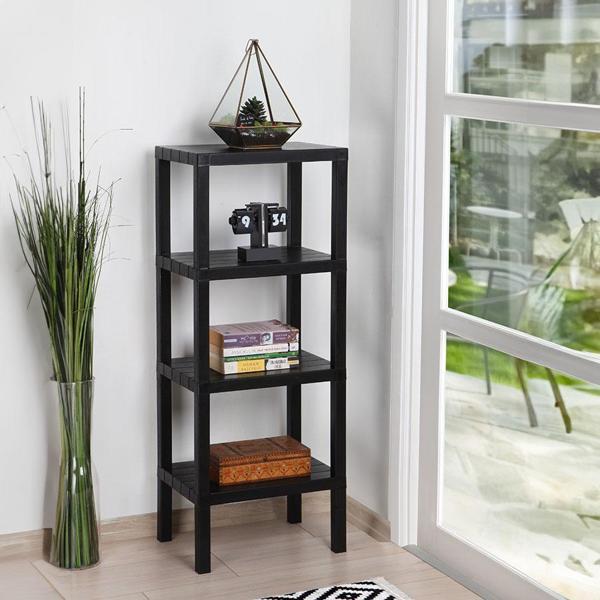 Mithra Life 4 Katlı Plastik Siyah Banyo Mutfak Rafı MIT1050 - Image 1