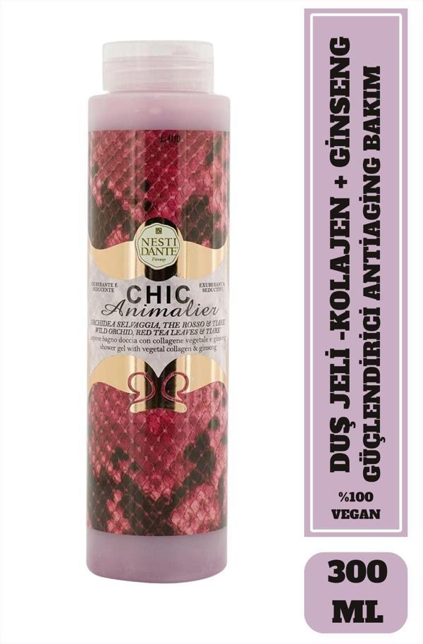 Banyo ve Duş Jeli Chic Animalier Red Vahşi Orkide Kokusu Antioksidant Kolajen Vegan Bakım 300 ml - Image 1