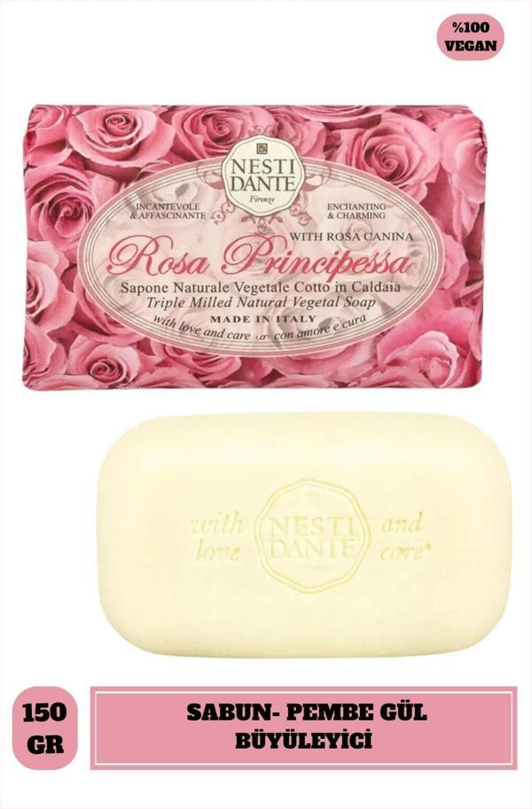 Sabun Le Rose Principessa Pembe Gül Suyu ve Kokulu Nemlendirci Vegan Bakım 150 g - Image 1
