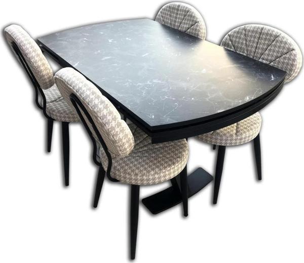Sandalye 13663 MİDYE Model Metal Masa Mermer Desen Tabla Metal X Çapraz El yapım - Image 1