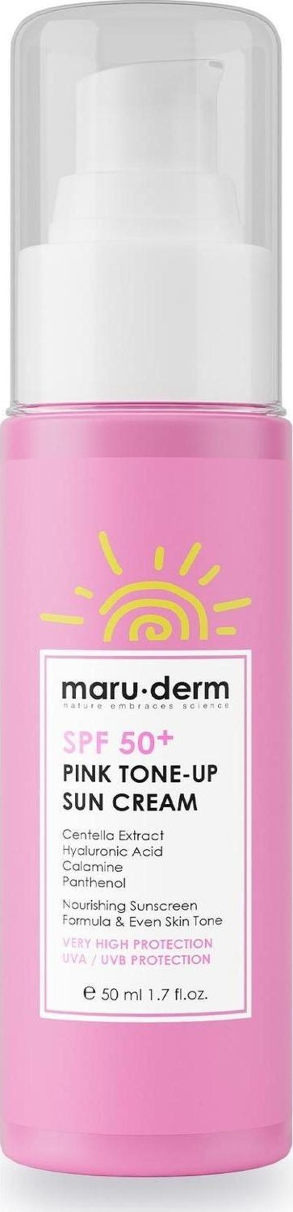 Maru.Derm Güneş Kremi | SPF 50+ Pembe Ton Eşitleyici (Pink Tone-Up) Güneş Kremi | Yeni Nesil Kore Filtreli - Image 1