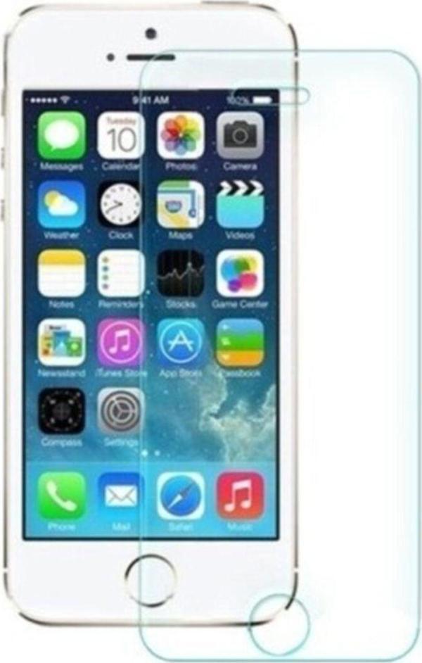 Iphone 5S Uyumlu Ekran Koruyucu 9h Sert Temperli Kırılmaz Cam Koruma Şeffaf - Image 1