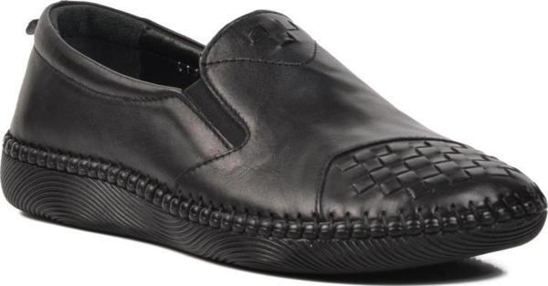 Ayakmod 04132 Siyah Hakiki Deri Kadın Günlük Ayakkabı - Image 1