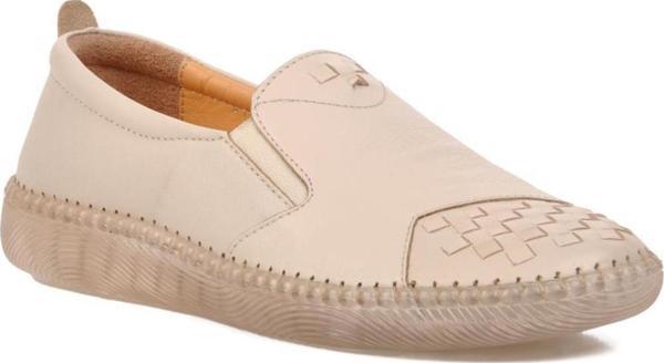 Burç 04132 Bej Kadın Hakiki Deri Günlük Ayakkabı - Image 1