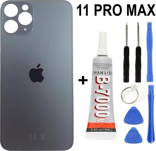iPhone Uyumlu 11 Pro Max Arka Batarya Pil Kapağı + Yapıştırıcı + Tamir Set - Gümüş - Image 1