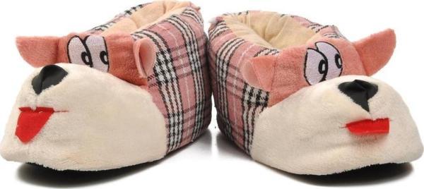 Ayakmod Köpekli Pembe-Bej Kadın Panduf - Image 1