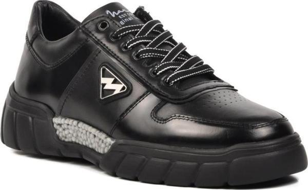 Marcomen 152-19503 Siyah Hakiki Deri Erkek Sneaker - Image 1