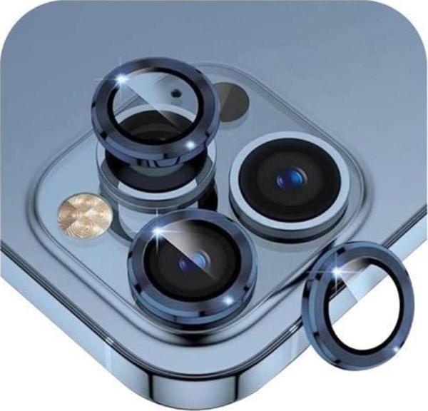 Shaza Iphone 15/15 Plus İle Uyumlu Darbeye Dayanıklı Mekanizmalı Safir Kamera Lens Koruyucu Mavi - Image 1