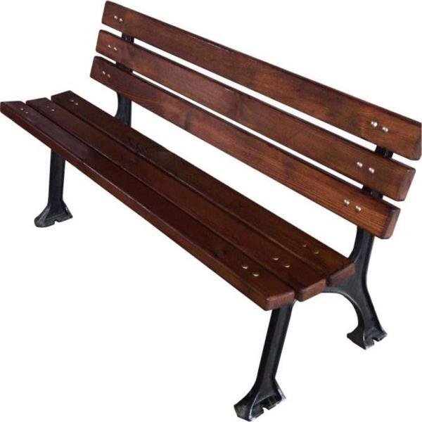 Ahşap Bank Döküm Ayaklı Bank Ahşap Bahçe Bankı Park Oturma Bankları - Image 1